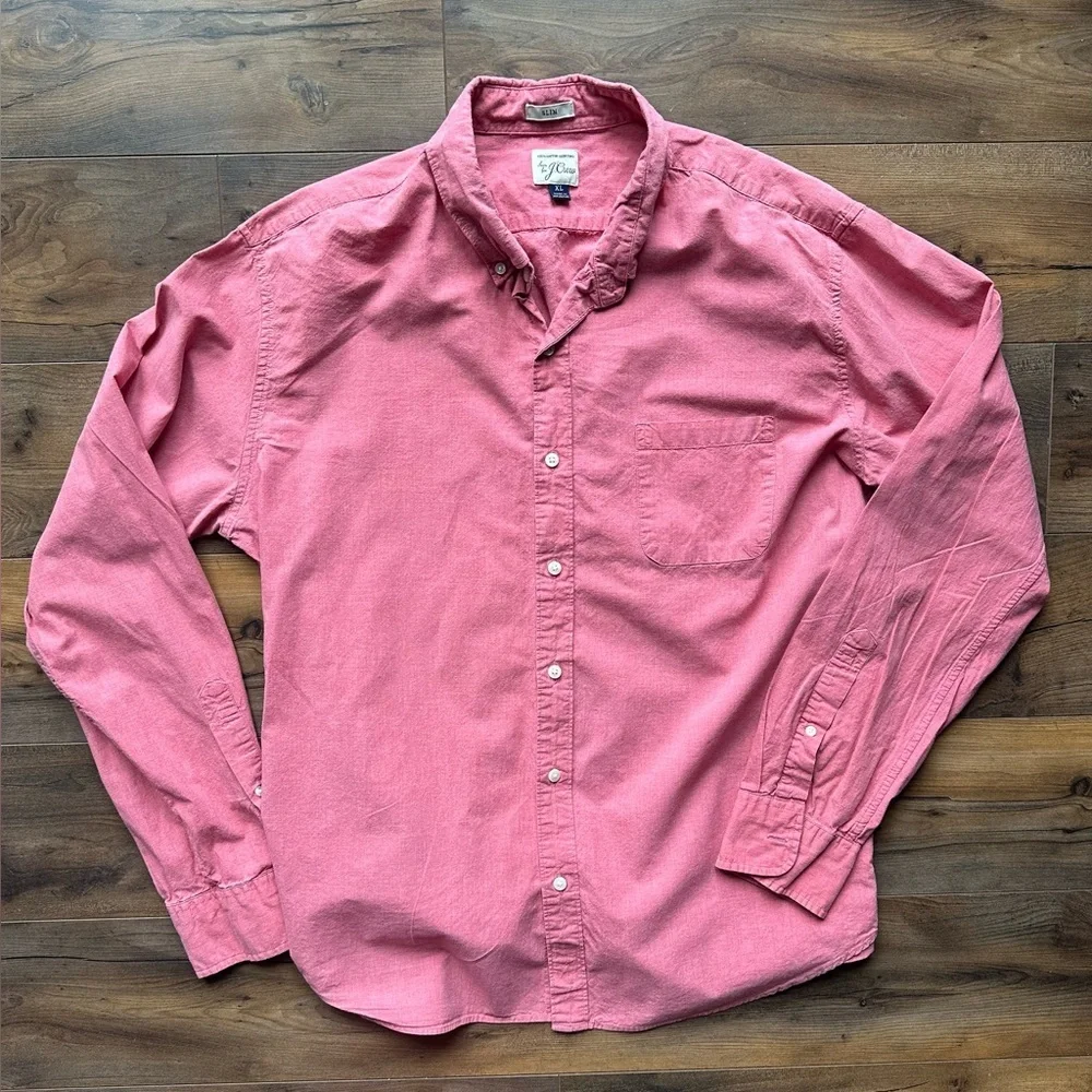 J.Crew Slim Fit Pink Coral Button Down Shirt XL 100% Cotton Preppy - Picture 1 of 3